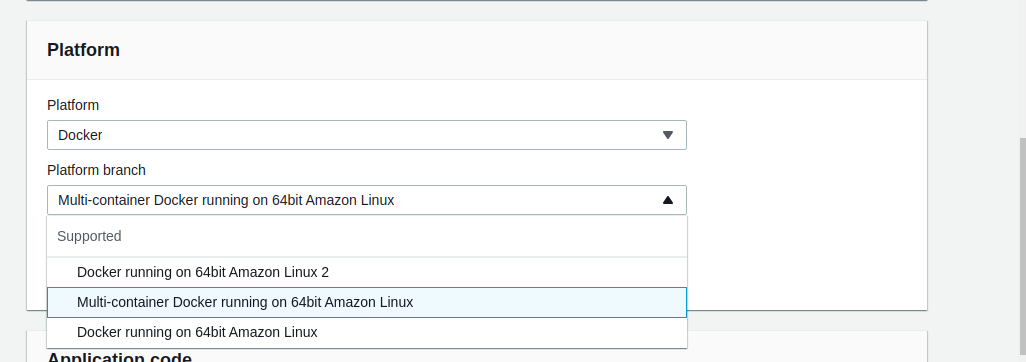 Elastic Beanstalk choose app platform