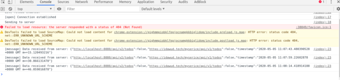 clients console: viewing real-time server status